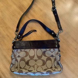 Authentic Coach Brown Leather and
Cloth Convertible purse